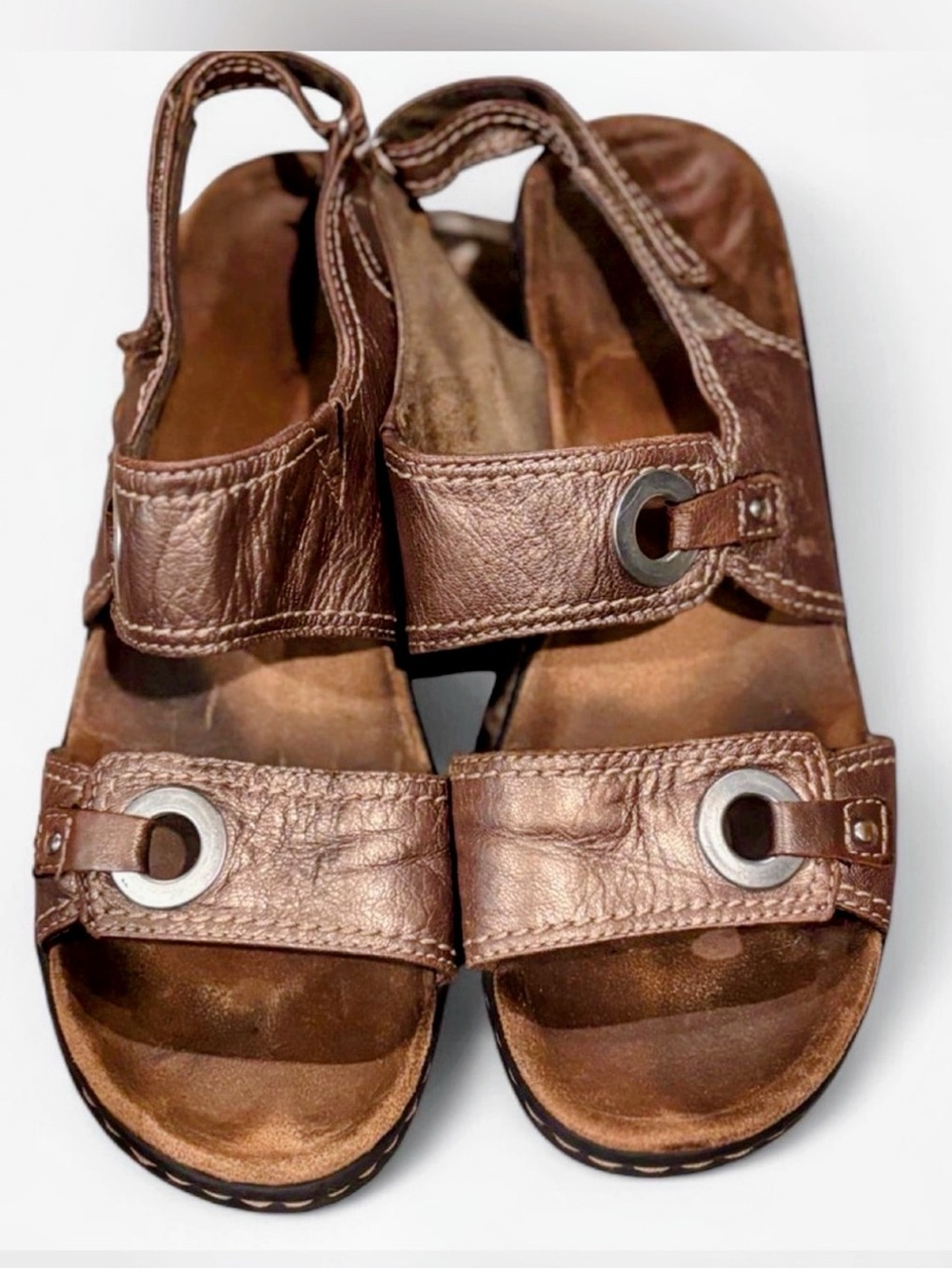 Clarks Bronze Metallic Leather Strappy Sandals Comfort Size 8.5 Bronze Slingback